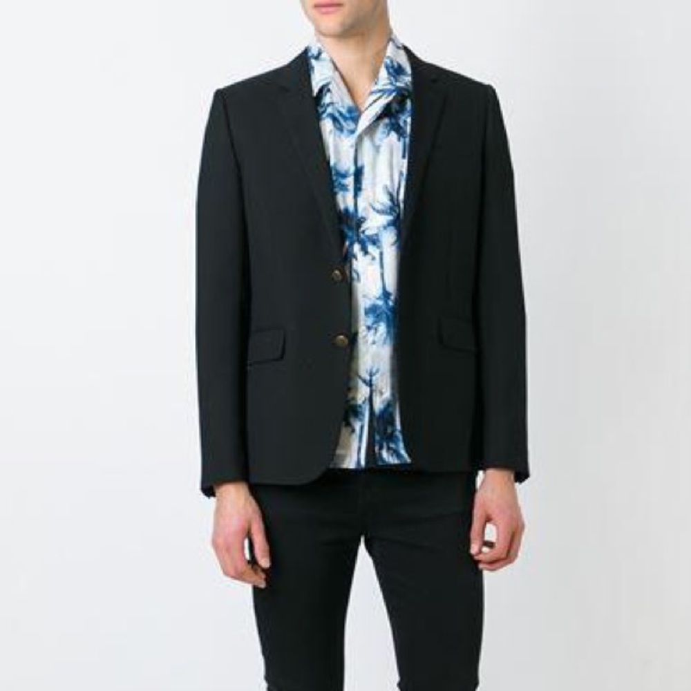 Saint Laurent black virgin wool gabardine blazer - Picture 3 of 8